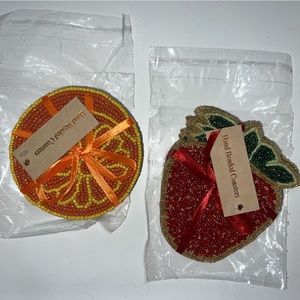 Cloud9 Strawberry Hand Beaded Coaster Set